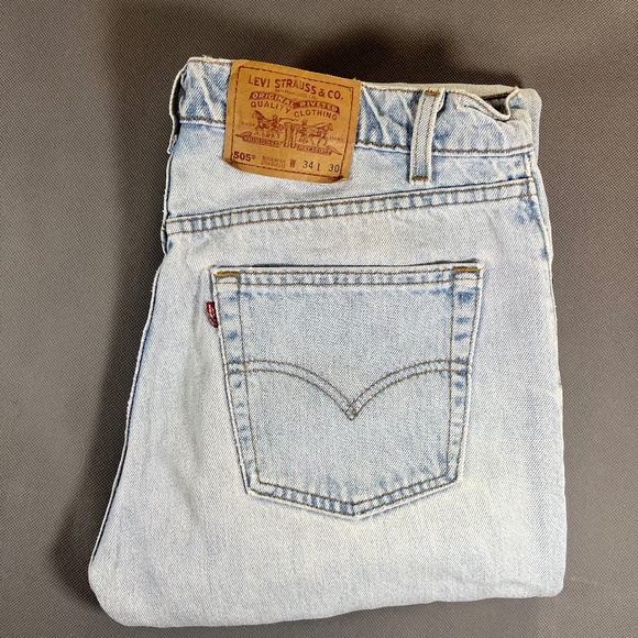 Levi's Other - Vintage Levis 505 Jeans Mens Straight Leg Regular Fit Light Wash Denim 34 X 30